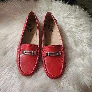 Life Stride Red Loafers with Metal Accent